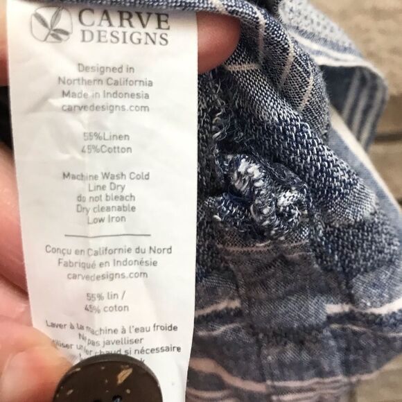 Carve Designs River Tank Top Cotton Linen Blend Blue chambray white xl - Picture 5 of 10